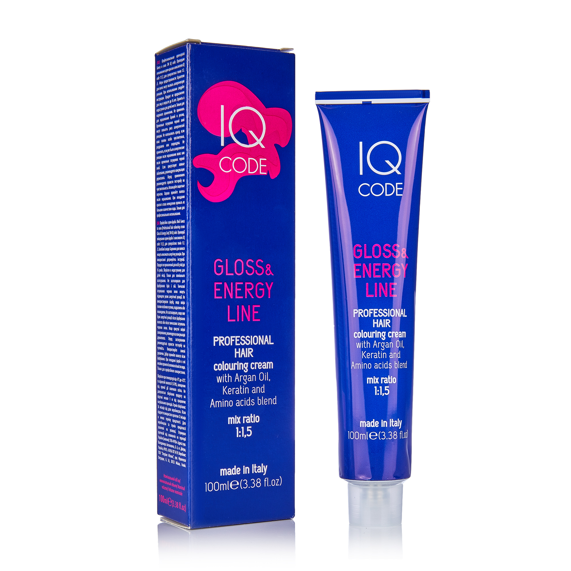 Професійна фарба для волосся IQ Code Gloss &amp; Energy Line, 3/00 Інтенсивний темно-каштановий, 100 мл
